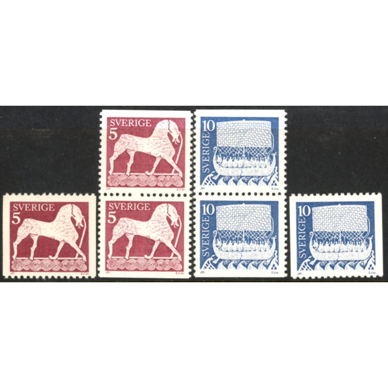 Sverige. 1973. Motiver fra billedstene. 5-10 Øre. ALM papir AFA nr. 810uF-811ChuF ** (2 par + 2)   postfrisk stemplet FDC st,