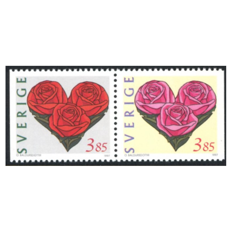Sverige 1997. Valentins dag. AFA 1910-11 postfrisk stemplet  hæfte FDC