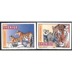 Sverige 1998. Tigre. AFA nr. 1960-61 postfrisk stemplet  hæfte FDC parstykkke