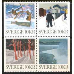 Sverige 2006. Vinter i kunsten. AFA nr. 2493-96, postfrisk sammentryk stemplet  hæfte FDC parstykkke