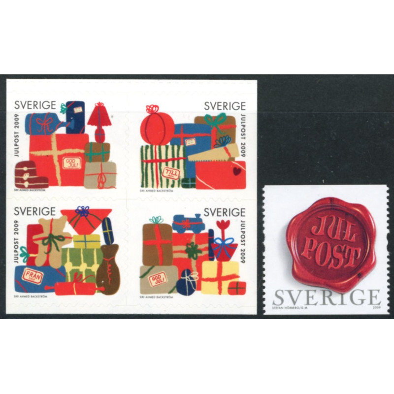 Sverige 2009. Julefrimærker. AFA nr. 2670-74, postfrisk  stemplet  hæfte FDC parstykkke