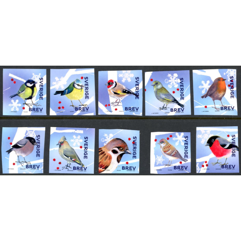 Sverige 2018. Vinterfugle. AFA nr. 3214-23 **  , stemplet FDC, (o)