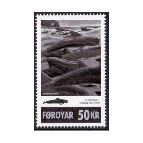 Færøerne 2010. 50,00 Kr. Grindehval. AFA nr. 692 postfrisk stemplet