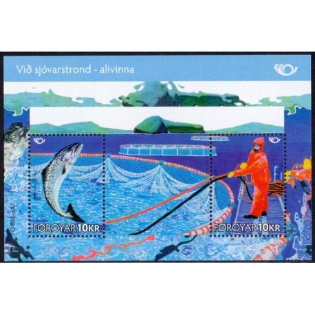 Færøerne 2010. 10,00 Kr. Norden ved havet i miniark. AFA nr. 695 postfrisk stemplet