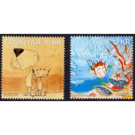Færøerne 2010. 10,00-12,00 Kr. Europamærker / CEPT. AFA nr. 696-7 postfrisk stemplet