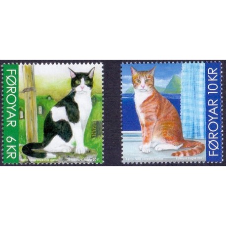 Færøerne 2011. 6,00-10,00 Kr. Katte. AFA nr. 711-2 postfrisk stemplet