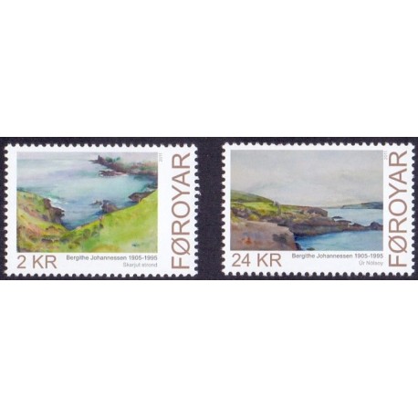 Færøerne 2011. 2,00-24,00 Kr. Kunst Bergithe Johannessen. AFA nr. 721-22 Postfrisk Postfrisk stemplet