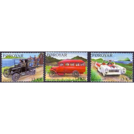Færøerne 2011. 3 x 13,00 Kr. Veteranbiler. AFA nr. 728-30 Postfrisk stemplet