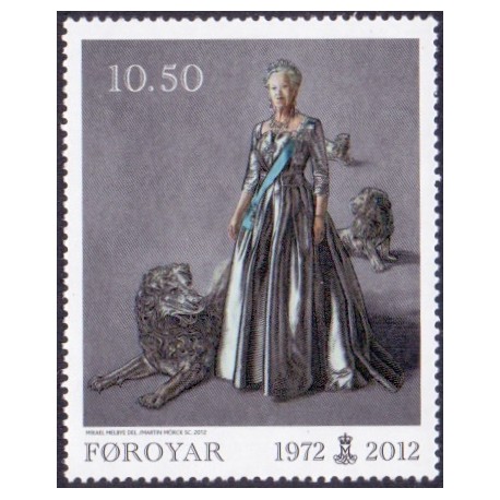Færøerne 2012. 10,50 Kr. Dronning i 40 år. AFA nr. 734 Postfrisk stemplet