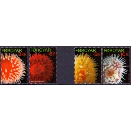Færøerne 2012. 3,00-10,50 Kr. Søanemoner. AFA nr. 736-9 Postfrisk stemplet
