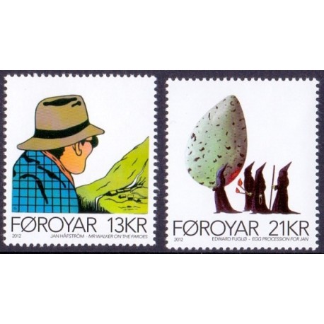 Færøerne 2012. 13,00-21,00 Kr. Nordisk samtidskunst. AFA nr. 758-9 Postfrisk stemplet