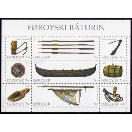 Færøerne 2013. 9 x 7,00 Kr. Traditionelle færøske robåd. AFA nr. 772 Postfrisk stemplet