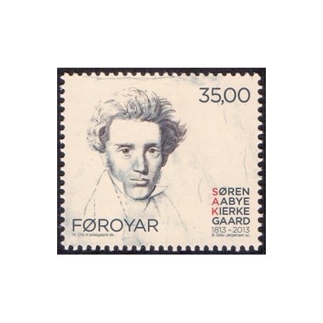 Færøerne 2013. 35,00 Kr. Søren Kirkegaard 200 år. AFA nr. 778 Postfrisk   stemplet
