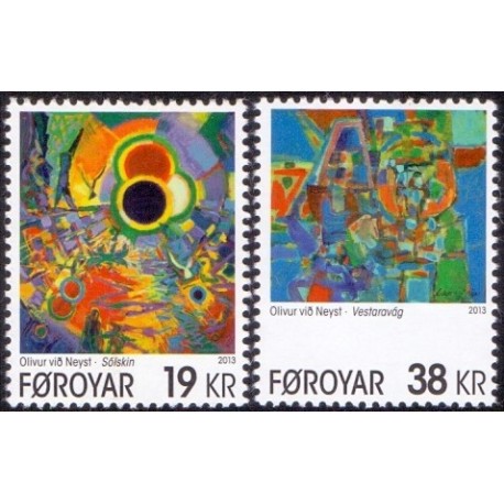 Færøerne 2013. 19,00-38,00 Kr. Kunst Olivur vio Neyst AFA nr. 787-88 Postfrisk  stemplet