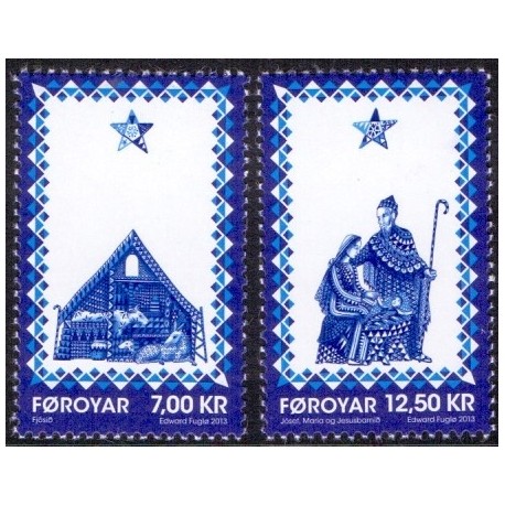 Færøerne 2013. 7,00-12,50 Kr. Julefrimærke. AFA nr. 789-90 Postfrisk stemplet