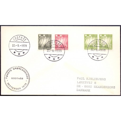 Første Grønlandiade Godthåb september 1970, brev stemplet Godthåb 22.9-1970 til Skanderborg