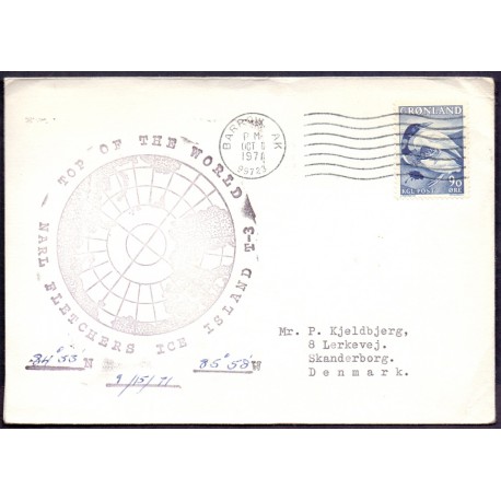 Narl Fletchers ice Island T-3 with Greenland stamp, on cover to Denmark