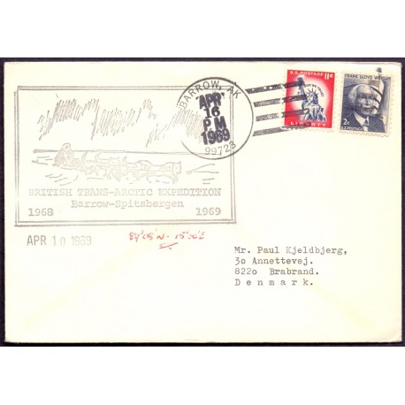 USA. British Trans-Arctic Expedition Barrow-Spitsbergen 1968-69 dated APR 10 1969, 