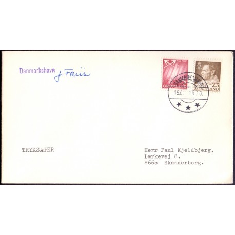 Danmarkshavn. Brev med Liniestempel Danmarkshavn samt sign. J. Friis, annulleret Danmarkshavn 19.6.1970.