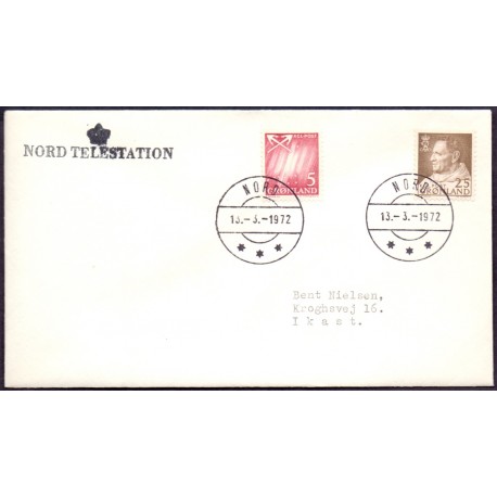 Nord Telestation, brev med AFA nr, 48-53, stemplet NORD 13.3.1972