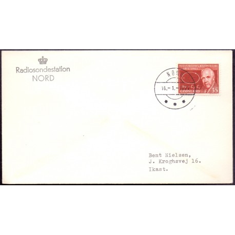 Radiosondestationen Nord , brev med AFA nr, 62, stemplet NORD 16.1.1971