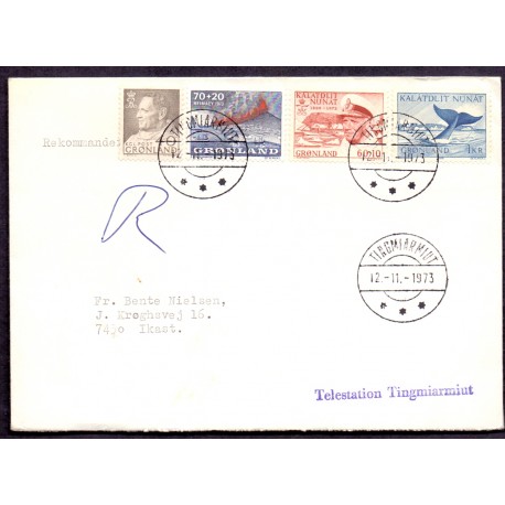 Telestation Tinmiarmiut på brev stemplet Tinmiarmiut 12.11.1971, brev til Ikast Danmark