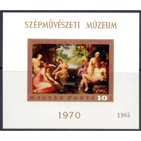 Ungarn/Hungary 1970. Malerier miniark, UTAKKET AFA nr 2543**