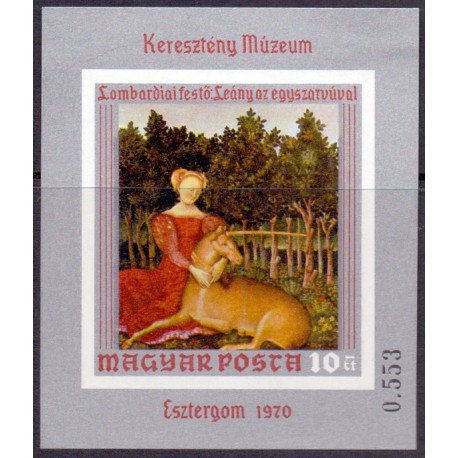 Ungarn/Hungary 1970. Malerier miniark, UTAKKET AFA nr 2589**