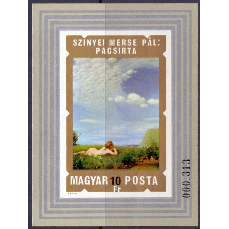 Ungarn/Hungary 1974. Malerier miniark, UTAKKET AFA nr 2904U**