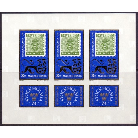 Ungarn/Hungary 1974. Stockholmia miniark, UTAKKET AFA nr 2917U**