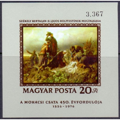 Ungarn/Hungary 1976. Slaget ved Mohács miniark, UTAKKET AFA nr 3052U**