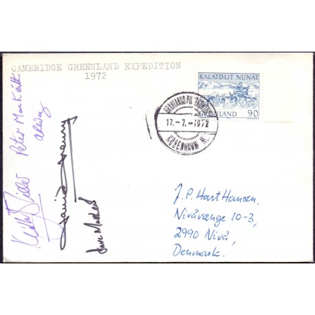 Cambridge Greenland Expedition 1972. Sign. on cover to Nivå Denmark