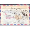 Luftpostbrev. Forsøgt sendt til Pakistan, fra Grønland, returneret med label påsat "Redirected letter", til Danmark