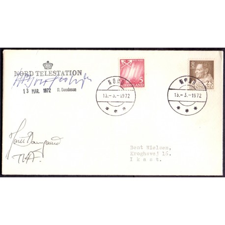 NORD TELESTATION, brev til Ikast Danmark stemplet NORD 13. 3.1972
