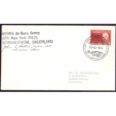 4684th air base group APO New York 09121, sign, cancelled Sdr. strømfjord 17-12-1971