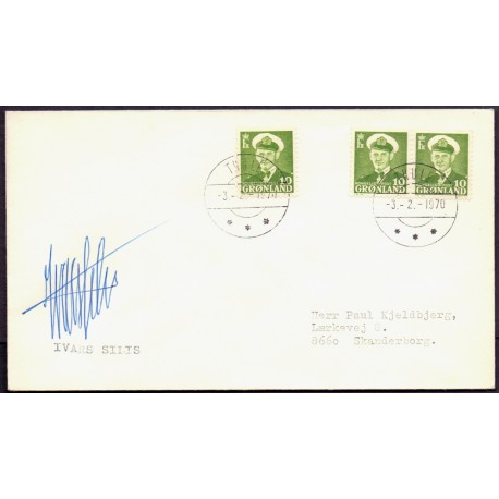 IVARS SILIS. Sign. Cover cancelled Thule 3-2-1970