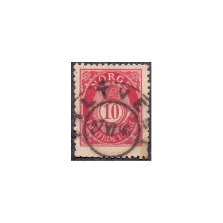 Norge 1894. 10 Øre, rosa. Prage stemplet. AFA 56A