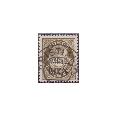Norge 1917. 35 Øre, brunoliven. Prage stemplet. AFA 94