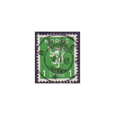 Norge 1940. 1 kr. grøn. Pragtstemplet. AFA 208