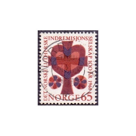 Norge 1968. 65 Øre. rødbrun/blå. LUKSUS/pragtstemplet. AFA 584
