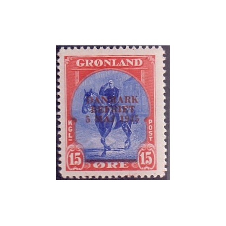 1945. Amerikaudgaven, DANMARK BEFRIET, 15 Øre AFA nr, 21 postfrisk