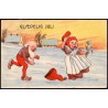 Nissekort. Nisser i blæsevejret, brugt med julemærke 1907  (?)