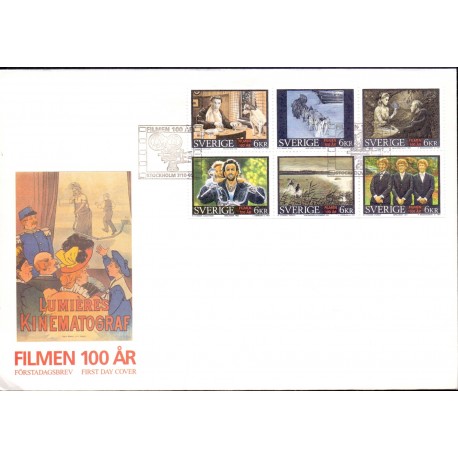 Sverige 1995. Filmen i 100 år, AFA 1828-33, postfrisk stemplet  hæfte FDC