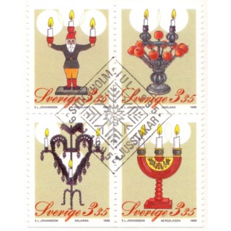 Sverige 1995. Julefrimærker, AFA 1845-8, postfrisk stemplet  hæfte FDC