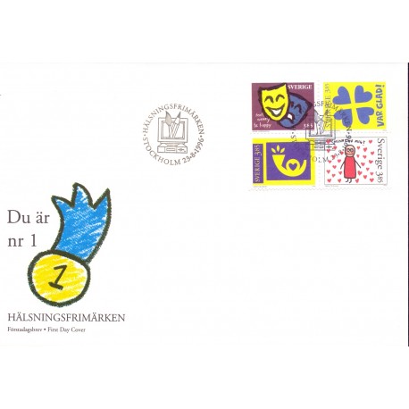 Sverige 1996. Brevhilsner. AFA 1882-85, postfrisk stemplet  hæfte FDC