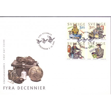 Sverige 1996. Fire  generationer. AFA 1893-96 postfrisk stemplet  hæfte FDC