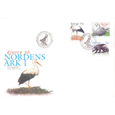 Sverige 1997. Nordiske dyr 1. AFA 1912-14 postfrisk stemplet  hæfte FDC