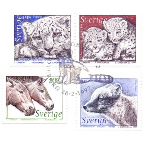 Sverige 1997. Nordiske dyr 2. AFA 1916-19 postfrisk stemplet  hæfte FDC
