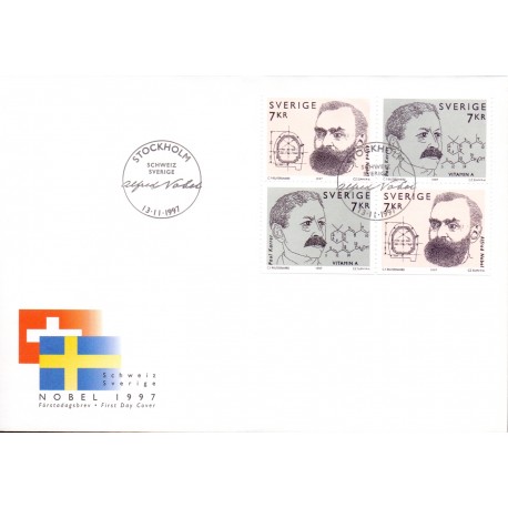 Sverige 1997. Nobel-prisen 1997. AFA nr. 1953-4 postfrisk stemplet  hæfte FDC