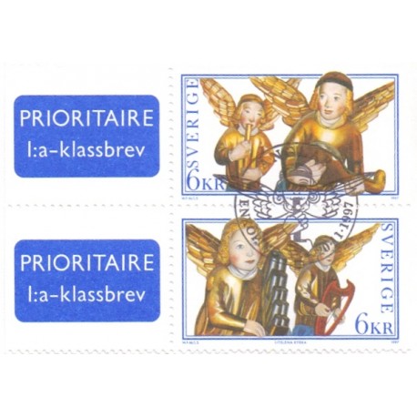 Sverige 1997. Engle. AFA nr. 1958-9 postfrisk stemplet  hæfte FDC